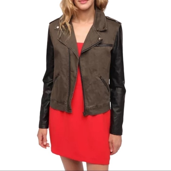 Urban Outfitters byCORPUS Army Moto Jacket Size Medium - Picture 1 of 8
